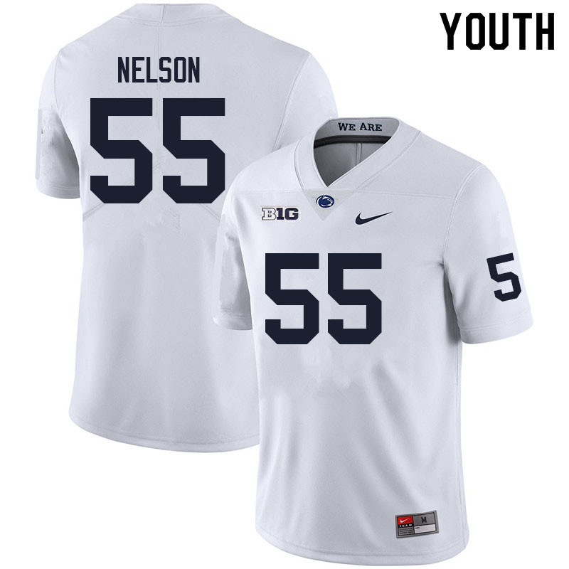 Youth #55 JB Nelson Penn State Nittany Lions College Football Jerseys Sale-White
